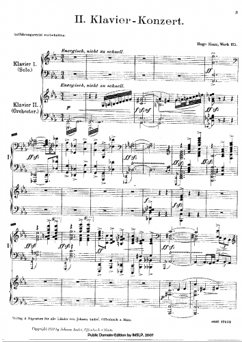 Kaun - Piano Concerto No. 2 - For 2 Pianos - Score