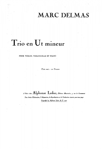 Delmas - Piano Trio in C minor
