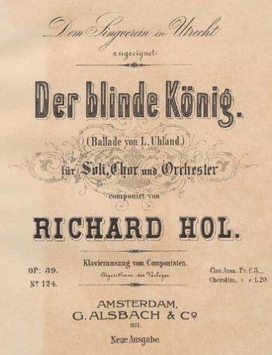 Hol - Der blinde König - Vocal Score - Score