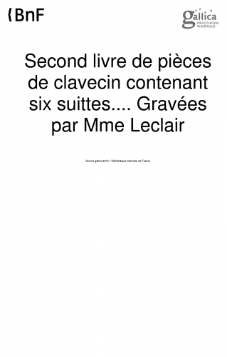 Boutmy - Pièces de clavecin, Second livre - Score