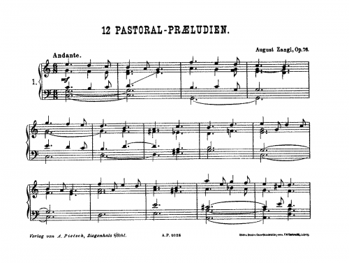 Zangl - 12 Pastoral-Praeludien - Score