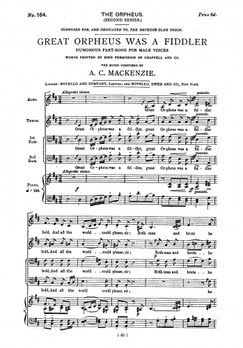 Mackenzie - Great Orpheus Was a Fiddler - Score