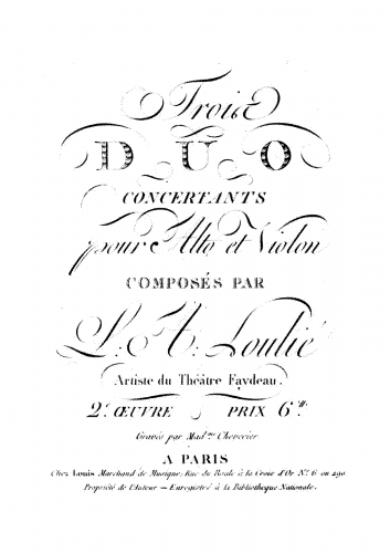 Loulié - 3 Concertant Duets for Violin and Viola
