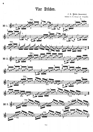 Mertz - Vier Etüden - Score