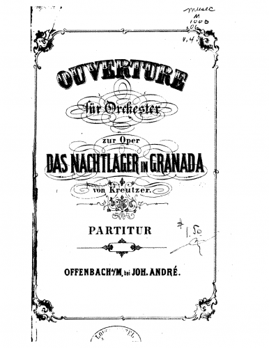 Kreutzer - Das Nachtlager in Granada - Overture - Score
