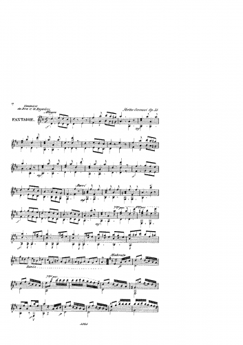 Carcassi - Fantaisie sur l'opera 'Le Dieu et la Bayadere', Op. 38 - Score