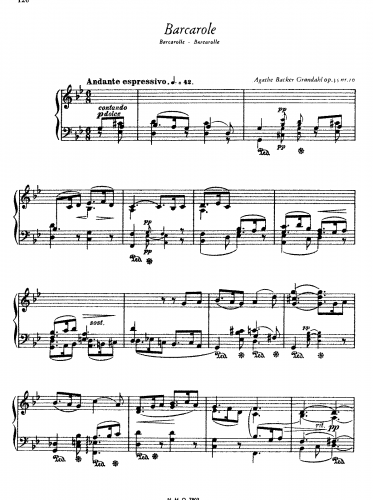 Backer-Grøndahl - 12 Smaa Fantasistykker, Op. 55 - No. 10 - Barcarolle