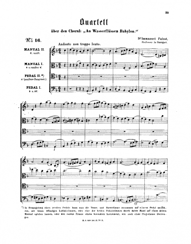Faisst - Quartett über den Choral 'An Wasserflüssen Babylon' - Score