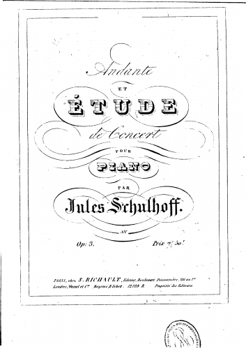 Schulhoff - Andante et Etude de Concert, Op. 3 - Score