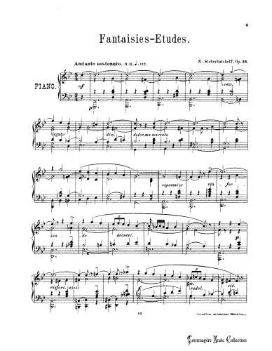Shcherbachyov - Fantaisies-Etudes, Op. 26 - Score
