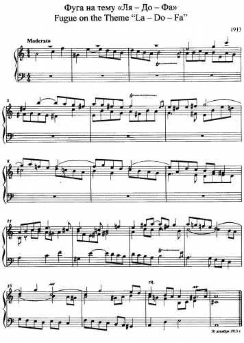 Lyadov - Fugue on the Theme La-Do-Fa - Score