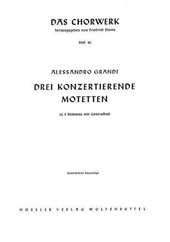Grandi - 3 Motets Concertati - Score