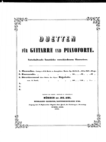 Mertz - Divertissement on 'Rigoletto', Op. 60 - Score