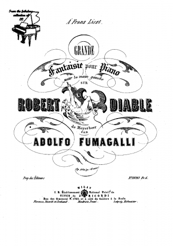 Fumagalli - Grande Fantaisie pour Piano pour la main gauche sur Robert le Diable de Meyerbeer, Op. 106 posth. - Score