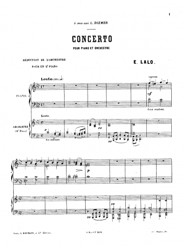 Lalo - Piano Concerto - For 2 Pianos - Score
