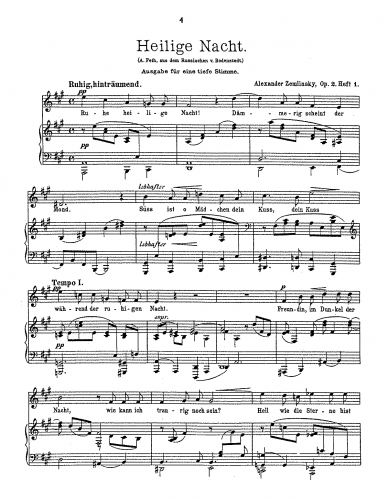 Zemlinsky - Lieder - Score