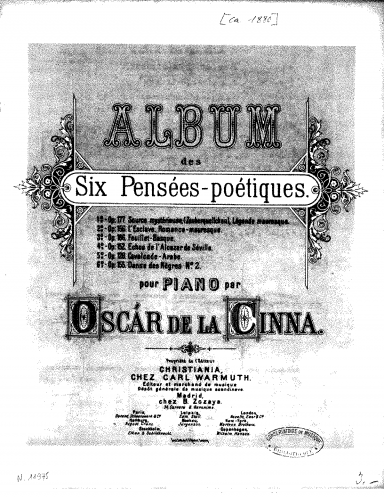 Cinna - Album des 6 pensées poétiques - Score