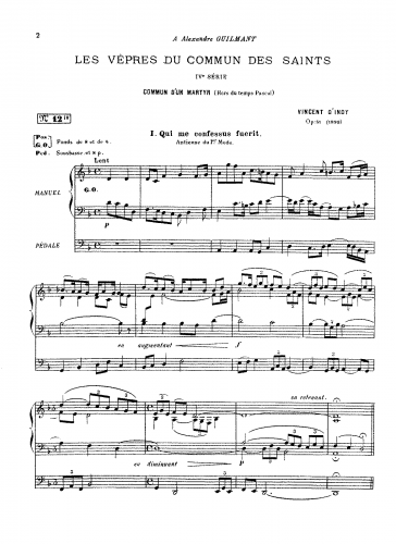 Indy - Vêpres du commun des martyrs, Op. 51 - Score