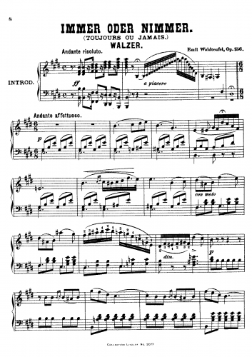 Waldteufel - Toujours ou Jamais - For Piano solo - Score