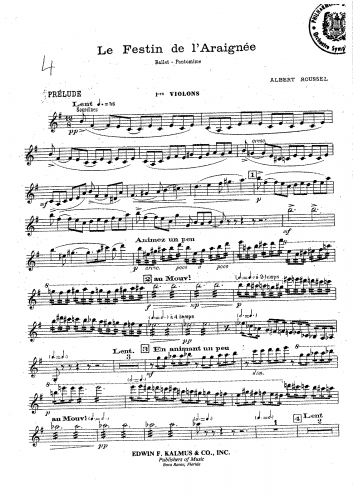 Roussel - Le Festin de lAraignée, Op. 17 - Fragments Symphoniques - Violins I