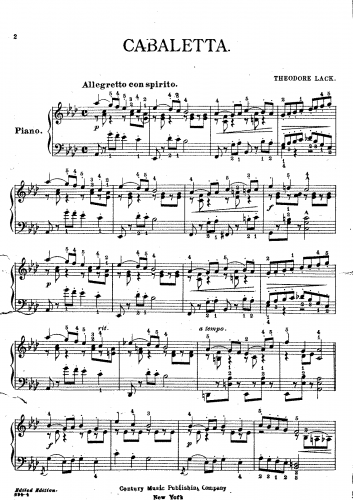 Lack - Cabaletta, Op. 83 - Piano Score - Score