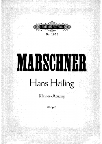 Marschner - Hans Heiling - Vocal Score - Score