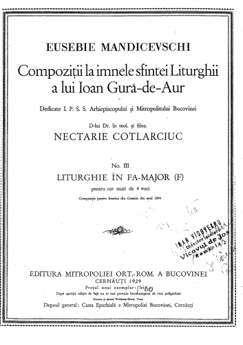 Mandyczewski - Liturgie No. 3 - Score