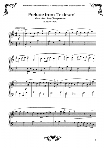 Charpentier - Te Deum - Prelude (No. 1) For Piano solo - Score