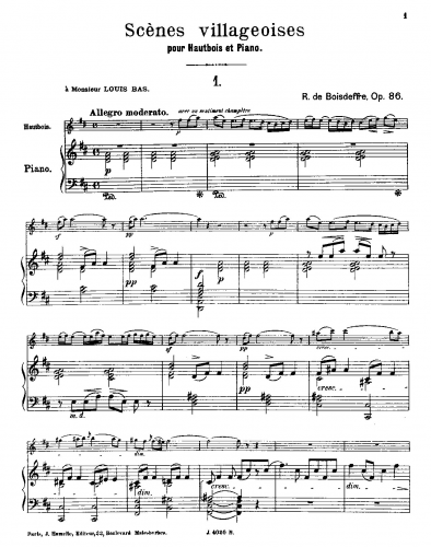 Boisdeffre - Scènes villageoises - Piano Score and Oboe Part