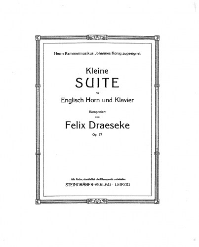 Draeseke - Kleine Suite - Scores and Parts