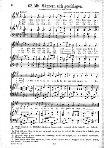 Folk Songs - Mit Männern sich geschlagen - Score