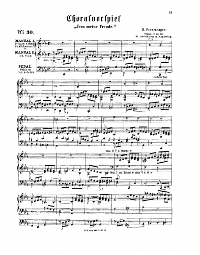 Finzenhagen - Choralvorspiel 'Jesu meine Freude' - Score