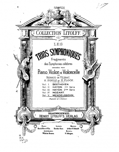 Vilbac - Les trios symphoniques - Scores and Parts Vol.5. [[:Category:Mendelssohn, Felix|Mendelssohn]]