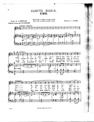 Faure - Sancta Maria - Vocal Score - Score