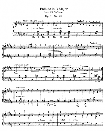Alkan - 25 Préludes dans tous les tons majeurs et mineurs pour piano ou orgue - Piano Score - Prelude No. 23 in B major