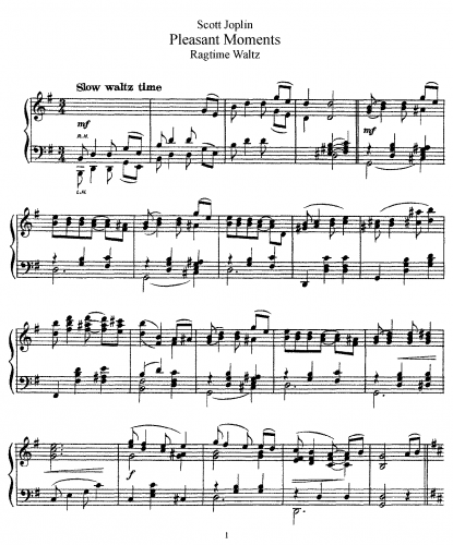 Joplin - Pleasant Moments - Piano Score - Score