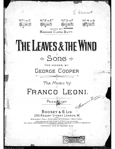 Leoni - The Leaves and the Wind - Version in F major
