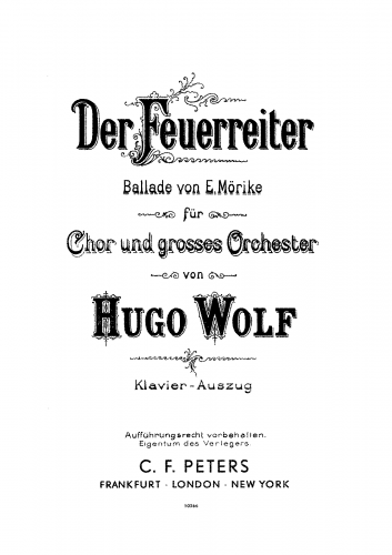 Wolf - Mörike Lieder - Vocal Score Selections - 44. Der Feuerreiter