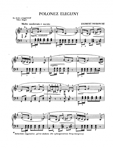 Noskowski - 3 Piano Pieces - Piano Score - 3. Polonez Elegijny
