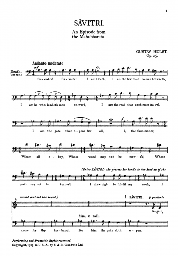Holst - S?vitri - Vocal Score - Score