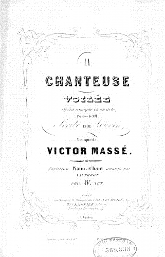 Massé - La chanteuse voilée - Vocal Score - Score