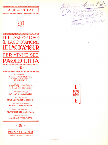 Litta - Le Lac d'Amour - Scores and Parts