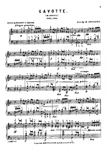 Martini - Gavotte - For Piano solo (Joseffy) - Score
