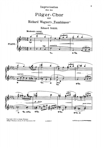 Schütt - 2 Improvisations sur des Motifs de R. Wagner - Tannhäuser -- Pilgerchor