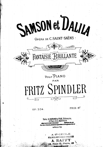 Spindler - Samson et Dalila, Op. 334 - Score