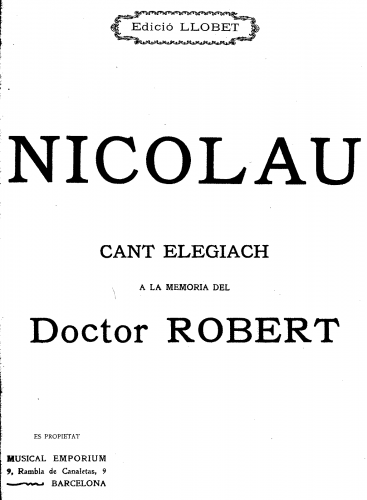Nicolau i Parera - Cant Elegíach - Score