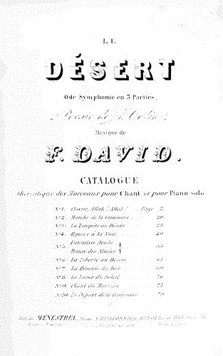 David - Le désert - Vocal Score - Score