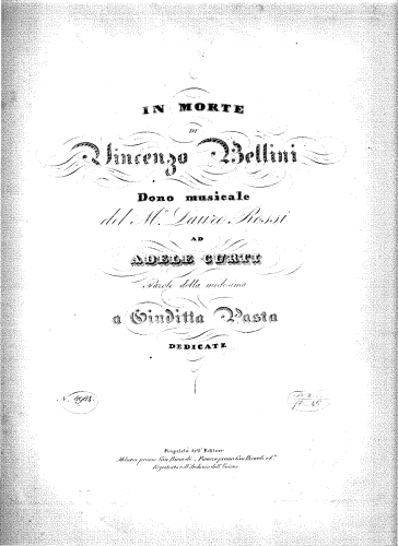 Rossi - In morte di Vincenzo Bellini - Score
