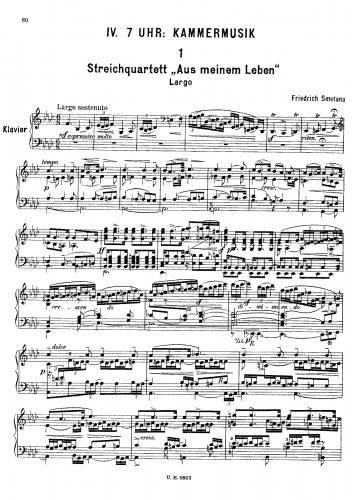 Smetana - String Quartet No. 1 - III. Largo sostenuto For Piano solo - Score