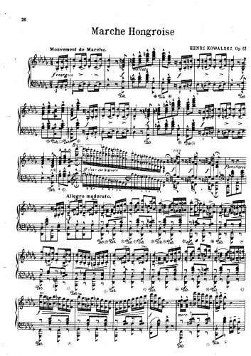 Kowalski - March Hongroise, Op. 13 - Piano Score - Score
